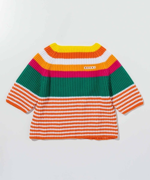 MARNI(マルニ)の「MARNI(マルニ)Kids & Junior 半袖ボーダーニットセーター(ニット/セーター・キッズ・オレンジ・14Y/10Y/12Y)」の4枚目の写真