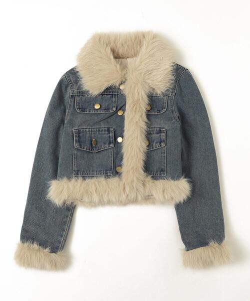 daboro デニム裏地フェイクファージャケット ダークブルー 楽天市場