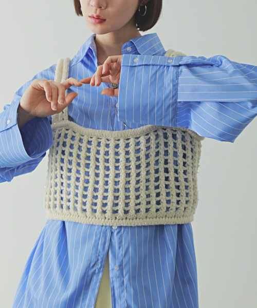 PURE BRIGHT（ピュアブライト）の「スパンコールニットビスチェ（ニット/セーター・レディース・ブラック/アイボリー/グレー・FREE）」の5枚目の写真