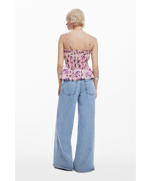 Desigual（デシグアル）の「フラワープリントビスチェトップス ガーリー（シャツ/ブラウス・レディース・レッド・S/M/XL/XS/L）」の5枚目の写真