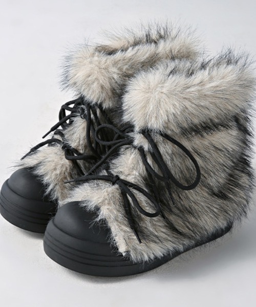 Ritzy(リッツィー)の「ふわふわ 厚底 フェイクファーブーツ(ブーツ・レディース・モカ/ブラック/ベージュ・23/24.5/24/23.5/25)」の7枚目の写真