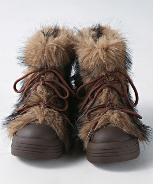 Ritzy(リッツィー)の「ふわふわ 厚底 フェイクファーブーツ(ブーツ・レディース・モカ/ブラック/ベージュ・23/24.5/24/23.5/25)」の11枚目の写真