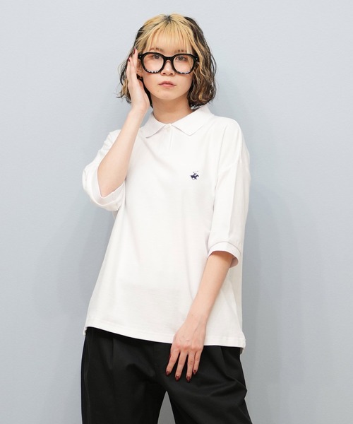 ムラサキスポーツ(ムラサキスポーツ)の「BEVERY HILLS P.C/ビバリーヒルズポロクラブ ポロシャツ 5287-5752(ポロシャツ・レディース・スミクロ/ホワイト/ブルー・M)」の4枚目の写真