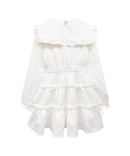 Honey Cinnamon（ハニーシナモン）の「リボンジャガードビッグカラーワンピース（ワンピース・レディース・ブラック/ホワイト・FREE）」の7枚目の写真