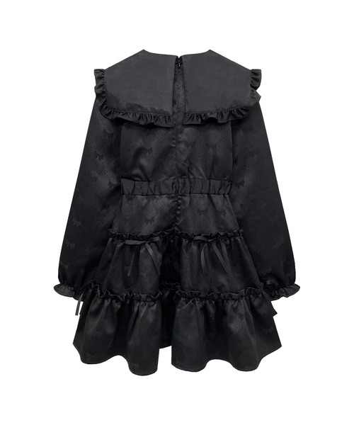 Honey Cinnamon（ハニーシナモン）の「リボンジャガードビッグカラーワンピース（ワンピース・レディース・ブラック/ホワイト・FREE）」の11枚目の写真