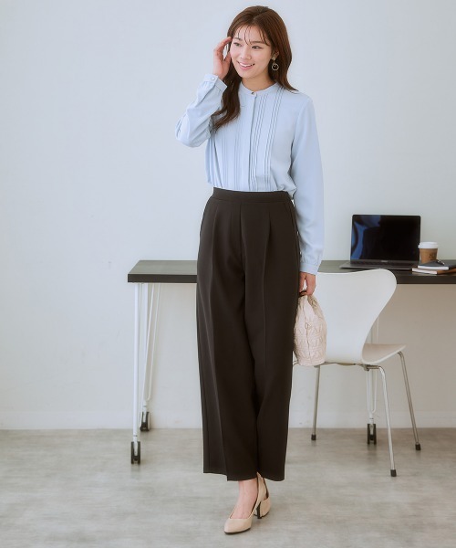 7days Life Styling(セブンデイズライフスタイリング)の「ダブルクロスタックワイドパンツ(スラックス・レディース・ピンク/ミント/ベージュ/ネイビー/ブラック・S/3L/LL/L/M/5L/4L/6L)」の6枚目の写真