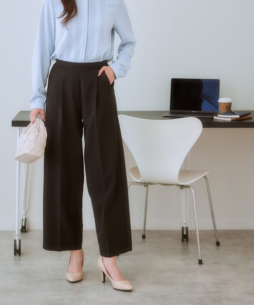 7days Life Styling(セブンデイズライフスタイリング)の「ダブルクロスタックワイドパンツ(スラックス・レディース・ピンク/ミント/ベージュ/ネイビー/ブラック・S/3L/LL/L/M/5L/4L/6L)」の7枚目の写真