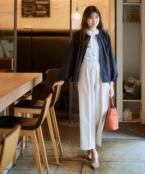 7days Life Styling(セブンデイズライフスタイリング)の「ダブルクロスタックワイドパンツ(スラックス・レディース・ピンク/ミント/ベージュ/ネイビー/ブラック・S/3L/LL/L/M/5L/4L/6L)」の10枚目の写真