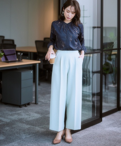 7days Life Styling(セブンデイズライフスタイリング)の「ダブルクロスタックワイドパンツ(スラックス・レディース・ピンク/ミント/ベージュ/ネイビー/ブラック・S/3L/LL/L/M/5L/4L/6L)」の12枚目の写真