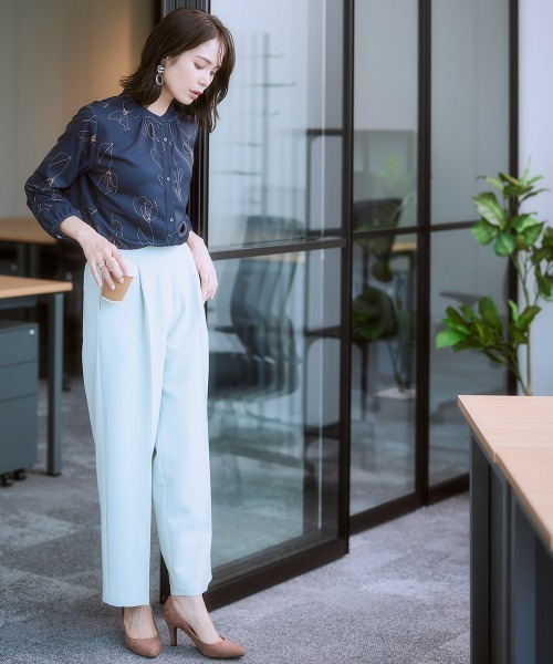 7days Life Styling(セブンデイズライフスタイリング)の「ダブルクロスタックワイドパンツ(スラックス・レディース・ピンク/ミント/ベージュ/ネイビー/ブラック・S/3L/LL/L/M/5L/4L/6L)」の13枚目の写真