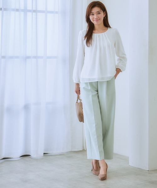 7days Life Styling(セブンデイズライフスタイリング)の「ダブルクロスタックワイドパンツ(スラックス・レディース・ピンク/ミント/ベージュ/ネイビー/ブラック・S/3L/LL/L/M/5L/4L/6L)」の14枚目の写真