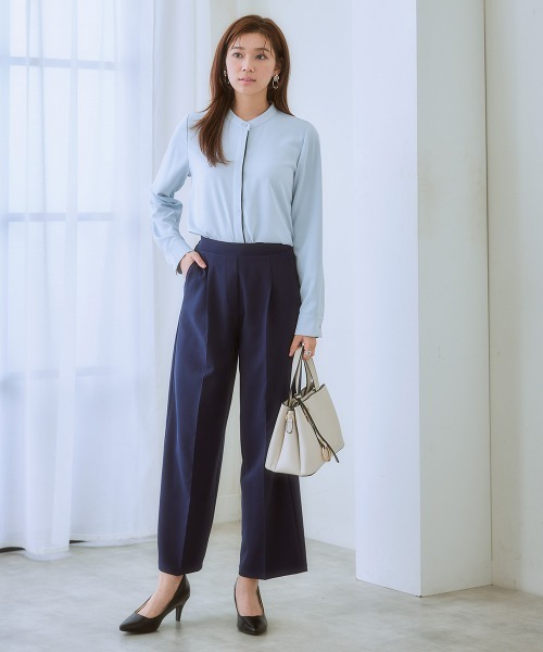 7days Life Styling(セブンデイズライフスタイリング)の「ダブルクロスタックワイドパンツ(スラックス・レディース・ピンク/ミント/ベージュ/ネイビー/ブラック・S/3L/LL/L/M/5L/4L/6L)」の15枚目の写真