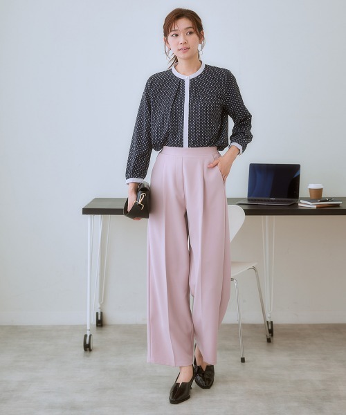 7days Life Styling(セブンデイズライフスタイリング)の「ダブルクロスタックワイドパンツ(スラックス・レディース・ピンク/ミント/ベージュ/ネイビー/ブラック・S/3L/LL/L/M/5L/4L/6L)」の17枚目の写真