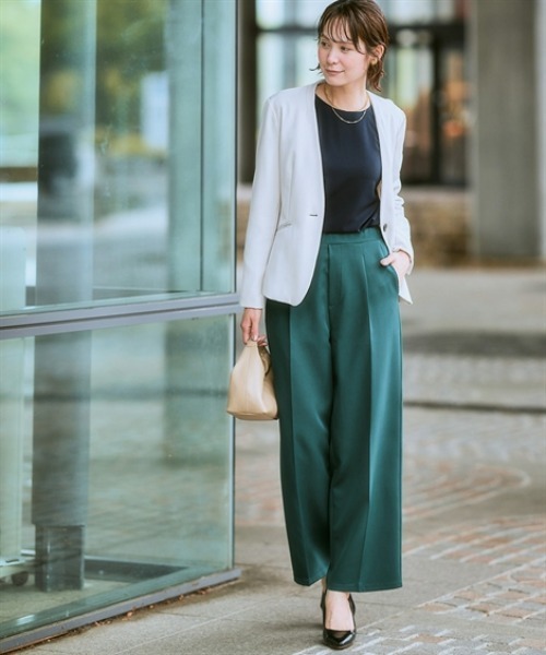 7days Life Styling(セブンデイズライフスタイリング)の「ダブルクロスタックワイドパンツ(スラックス・レディース・ピンク/ミント/ベージュ/ネイビー/ブラック・S/3L/LL/L/M/5L/4L/6L)」の19枚目の写真