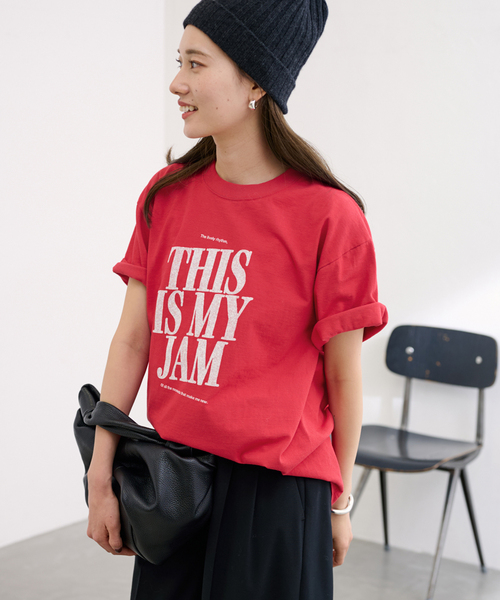 FRAMeWORK(フレームワーク)の「GOOD ROCK SPEED/グッドロックスピード 別注THIS IS MY JAM Tシャツ(Tシャツ/カットソー・レディース・ピンク/レッド・FREE)」の6枚目の写真