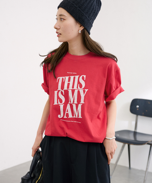 FRAMeWORK(フレームワーク)の「GOOD ROCK SPEED/グッドロックスピード 別注THIS IS MY JAM Tシャツ(Tシャツ/カットソー・レディース・ピンク/レッド・FREE)」の7枚目の写真