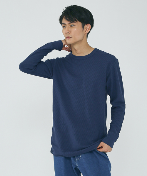 JEMORGAN（ジェーイーモーガン）の「【JEMORGAN/ジェーイーモーガン】ワッフル クルーネック ロングスリーブ Tシャツ（Tシャツ/カットソー・メンズ・オフホワイト/グレー/チャコールグレー/ブラック/カーキ/ホワイト/ネイビー・M/L/XL）」の7枚目の写真