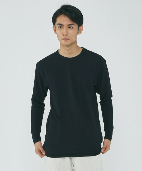 JEMORGAN（ジェーイーモーガン）の「【JEMORGAN/ジェーイーモーガン】ワッフル クルーネック ロングスリーブ Tシャツ（Tシャツ/カットソー・メンズ・オフホワイト/グレー/チャコールグレー/ブラック/カーキ/ホワイト/ネイビー・M/L/XL）」の4枚目の写真