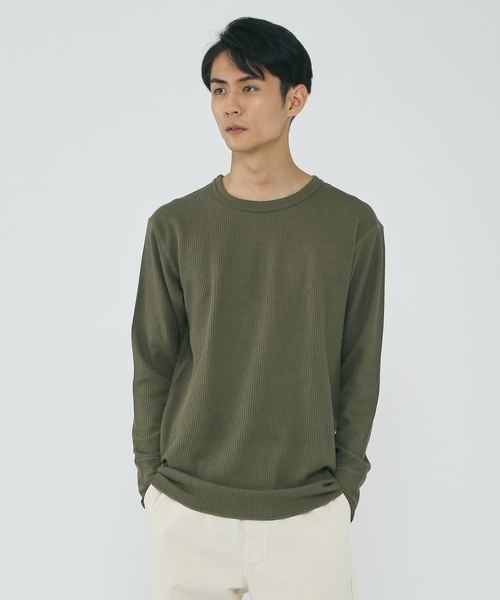 JEMORGAN（ジェーイーモーガン）の「【JEMORGAN/ジェーイーモーガン】ワッフル クルーネック ロングスリーブ Tシャツ（Tシャツ/カットソー・メンズ・オフホワイト/グレー/チャコールグレー/ブラック/カーキ/ホワイト/ネイビー・M/L/XL）」の16枚目の写真