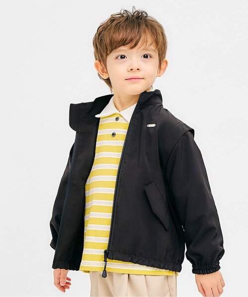 apres les cours（アプレレクール）の「【2WAY】リップストップトラックジャケット（ナイロンジャケット・キッズ・ミント/ブラック・80/90/100/110/120/130）」の2枚目の写真