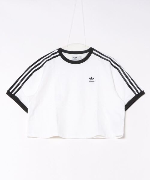 adidas(アディダス)の「adidas アディダス W 3ST LOOSE CROP TEE ショートスリーブ JC8150 WHITE(Tシャツ/カットソー・レディース・ホワイト・SMALL/MEDIUM/LARGE)」の1枚目の写真