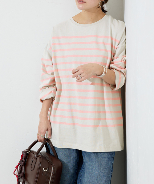 tシャツ 「追加」コットンボーダープルオーバー レディース セール】《追加》コットンボーダープルオーバー（Tシャツ