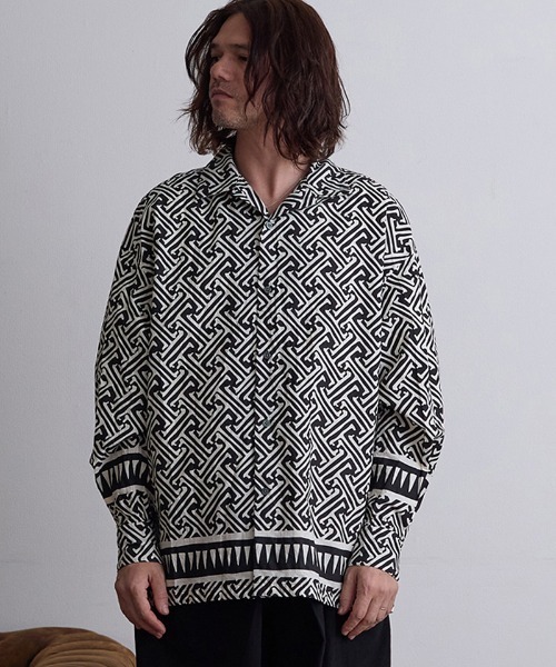 EGO TRIPPING（エゴトリッピング）の「ms6001- AFREEDOM L-S プリントシャツ（シャツ/ブラウス・メンズ・レッド/アイボリー・46/48）」の4枚目の写真