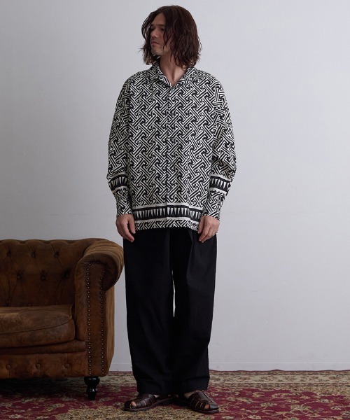 EGO TRIPPING（エゴトリッピング）の「ms6001- AFREEDOM L-S プリントシャツ（シャツ/ブラウス・メンズ・レッド/アイボリー・46/48）」の5枚目の写真