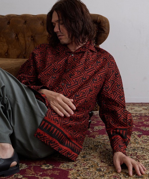 EGO TRIPPING（エゴトリッピング）の「ms6001- AFREEDOM L-S プリントシャツ（シャツ/ブラウス・メンズ・レッド/アイボリー・46/48）」の6枚目の写真