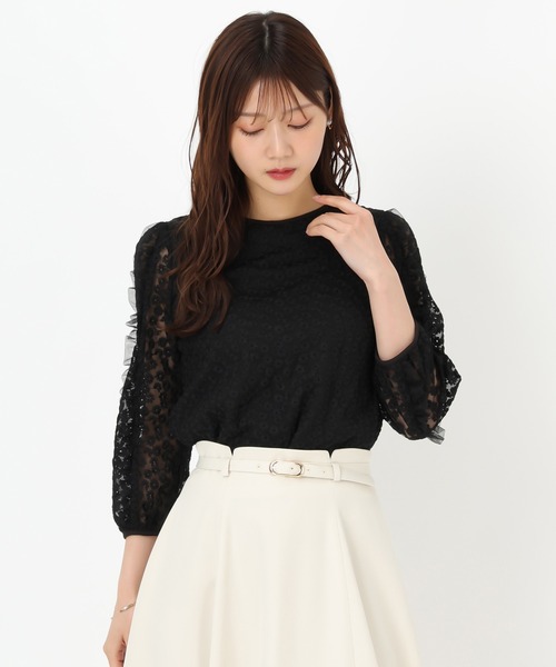 MISCH MASCH（ミッシュマッシュ）の「フラワー刺繍チュールブラウス（シャツ/ブラウス・レディース・ブラック/ホワイト・ﾌﾘ-）」の16枚目の写真