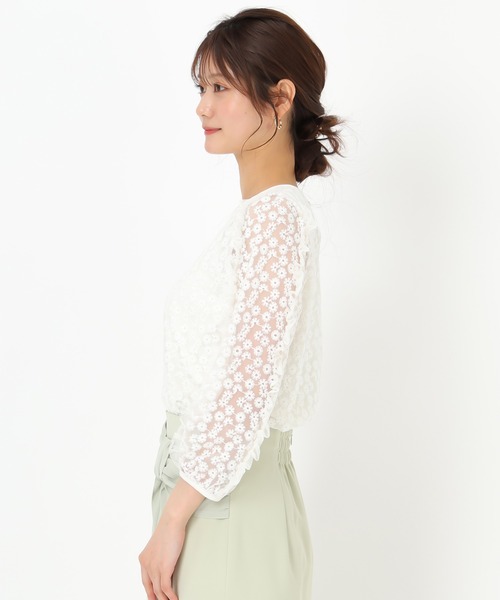 MISCH MASCH（ミッシュマッシュ）の「フラワー刺繍チュールブラウス（シャツ/ブラウス・レディース・ブラック/ホワイト・ﾌﾘ-）」の18枚目の写真