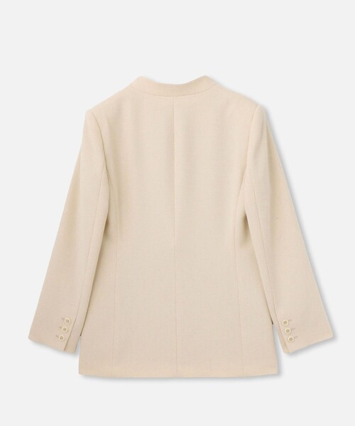 allureville（アルアバイル）の「マットストレッチノーカラージャケット（ノーカラージャケット・レディース・ベージュ/ネイビー・1/2）」の3枚目の写真