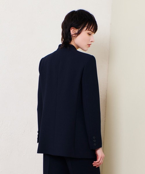 セール】マットストレッチノーカラージャケット（ノーカラージャケット