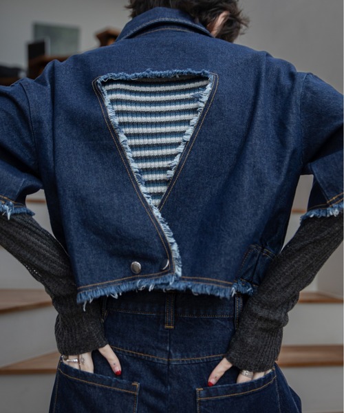 VACANCY（ヴァカンシー）の「バックオープンフリンジハーフスリーブデニムジャケット/セットアップ/SETUP（デニムジャケット・レディース・ブルー/ブラック・FREE）」の21枚目の写真