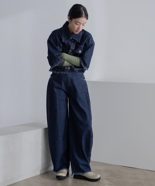 VACANCY（ヴァカンシー）の「バックオープンフリンジハーフスリーブデニムジャケット/セットアップ/SETUP（デニムジャケット・レディース・ブルー/ブラック・FREE）」の15枚目の写真