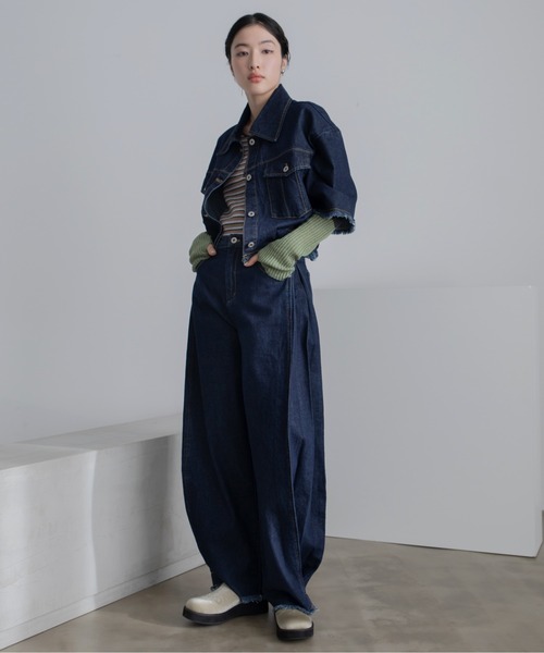 VACANCY（ヴァカンシー）の「バックオープンフリンジハーフスリーブデニムジャケット/セットアップ/SETUP（デニムジャケット・レディース・ブルー/ブラック・FREE）」の4枚目の写真