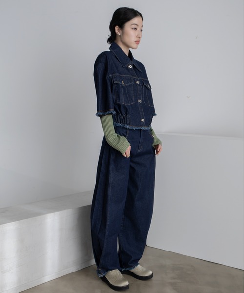 VACANCY（ヴァカンシー）の「バックオープンフリンジハーフスリーブデニムジャケット/セットアップ/SETUP（デニムジャケット・レディース・ブルー/ブラック・FREE）」の14枚目の写真