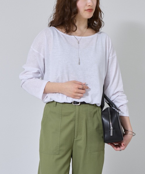 COLONY 2139(コロニートゥーワンスリーナイン)の「スラブシアー天竺長袖プルオーバー(Tシャツ/カットソー・レディース・ピンク/ライトグレー/ホワイト/サックスブルー/ブラック・FREE)」の18枚目の写真