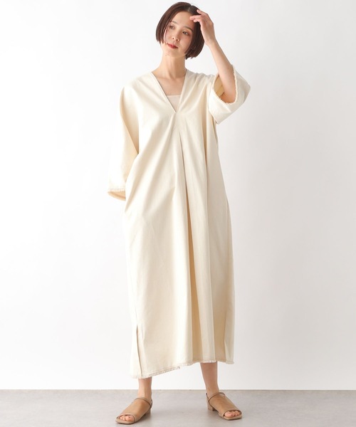 LEPSIM（レプシィム）の「フリンジカフタンワンピース　290186（ワンピース・レディース・チャコールグレー/ブルー/アイボリー・FREE）」の9枚目の写真