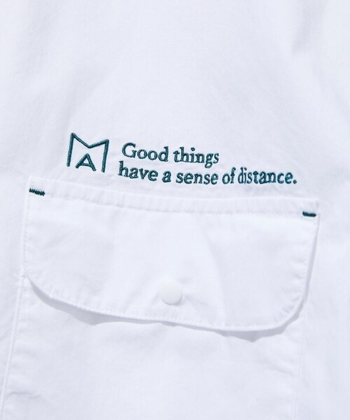 Firsthand(ファーストハンド)の「MA Firsthand/マ ファーストハンド BASIC LOGO刺繍ブロード ダブルポケットワークシャツ(シャツ/ブラウス・メンズ・ホワイト/サックスブルー・MEDIUM/LARGE)」の8枚目の写真