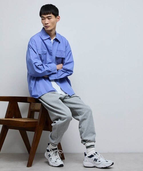 Firsthand(ファーストハンド)の「MA Firsthand/マ ファーストハンド BASIC LOGO刺繍ブロード ダブルポケットワークシャツ(シャツ/ブラウス・メンズ・ホワイト/サックスブルー・MEDIUM/LARGE)」の21枚目の写真