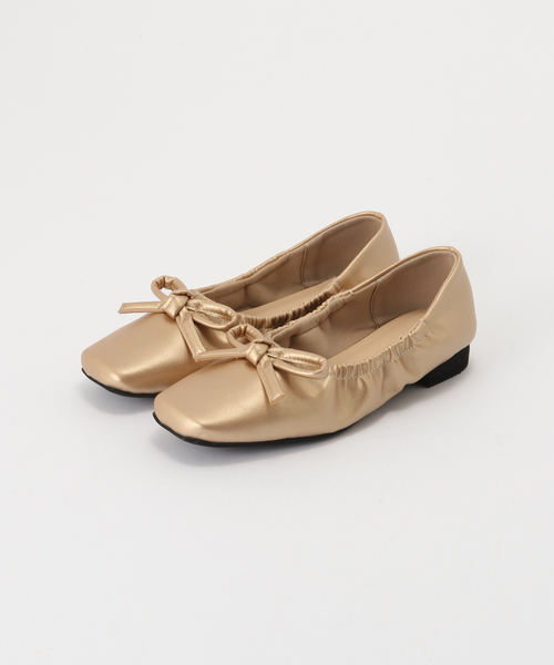 B.C STOCK（ベーセーストック）の「ギャザーバレエシューズ（バレエシューズ・レディース・シルバー/ブラック/ゴールド・MEDIUM/SMALL/LARGE）」の3枚目の写真