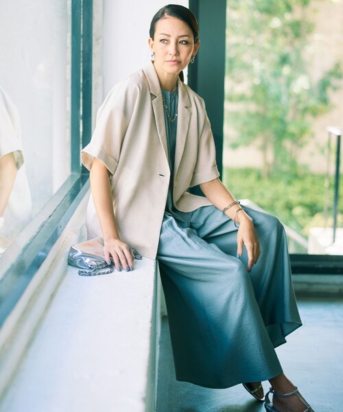 自由区(ジユウク)の「エアリーツイルキュロット パンツ(その他パンツ・レディース・ベージュ系/ダルブルー系/グレー系/ベージュ系2/ブラウン系/グリーン系/サックスブルー系/ネイビー・44/46)」の7枚目の写真