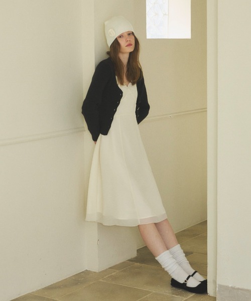 GIUNON（ジウノン）の「rose summer knit cap / ローズサマーニットキャップ（キャップ・レディース・ホワイト/ブラック・FREE）」の4枚目の写真