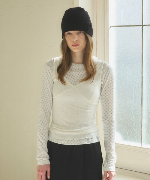 GIUNON（ジウノン）の「rose summer knit cap / ローズサマーニットキャップ（キャップ・レディース・ホワイト/ブラック・FREE）」の22枚目の写真