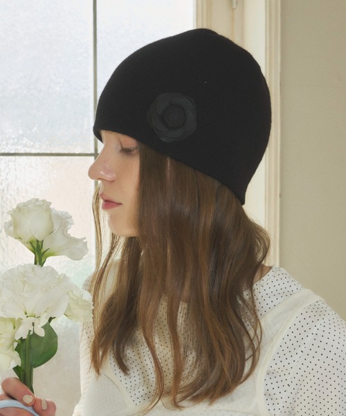 GIUNON（ジウノン）の「rose summer knit cap / ローズサマーニットキャップ（キャップ・レディース・ホワイト/ブラック・FREE）」の17枚目の写真