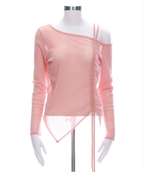 clear（クリア）の「サイドドロストワンショルシアーカットソートップス［大人 カジュアル シアートップス］≪再入荷≫（Tシャツ/カットソー・レディース・オフホワイト/ブラック/ピンク/ミント・F）」の11枚目の写真