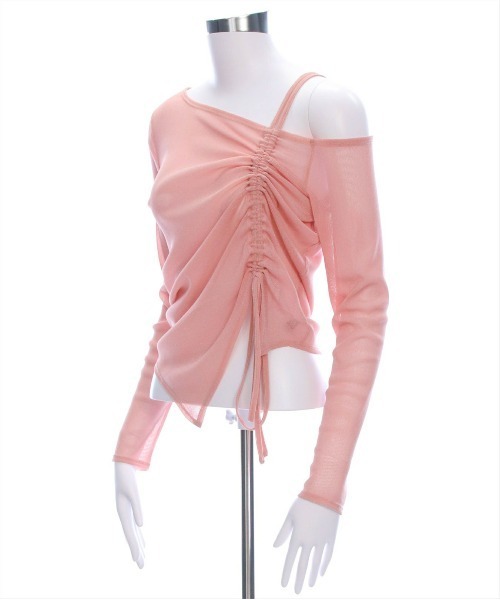 clear（クリア）の「サイドドロストワンショルシアーカットソートップス［大人 カジュアル シアートップス］≪再入荷≫（Tシャツ/カットソー・レディース・オフホワイト/ブラック/ピンク/ミント・F）」の13枚目の写真