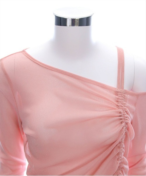 clear（クリア）の「サイドドロストワンショルシアーカットソートップス［大人 カジュアル シアートップス］≪再入荷≫（Tシャツ/カットソー・レディース・オフホワイト/ブラック/ピンク/ミント・F）」の17枚目の写真