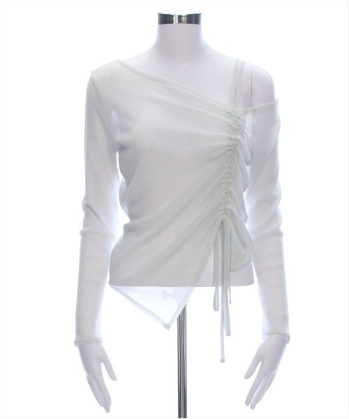 clear（クリア）の「サイドドロストワンショルシアーカットソートップス［大人 カジュアル シアートップス］≪再入荷≫（Tシャツ/カットソー・レディース・オフホワイト/ブラック/ピンク/ミント・F）」の22枚目の写真